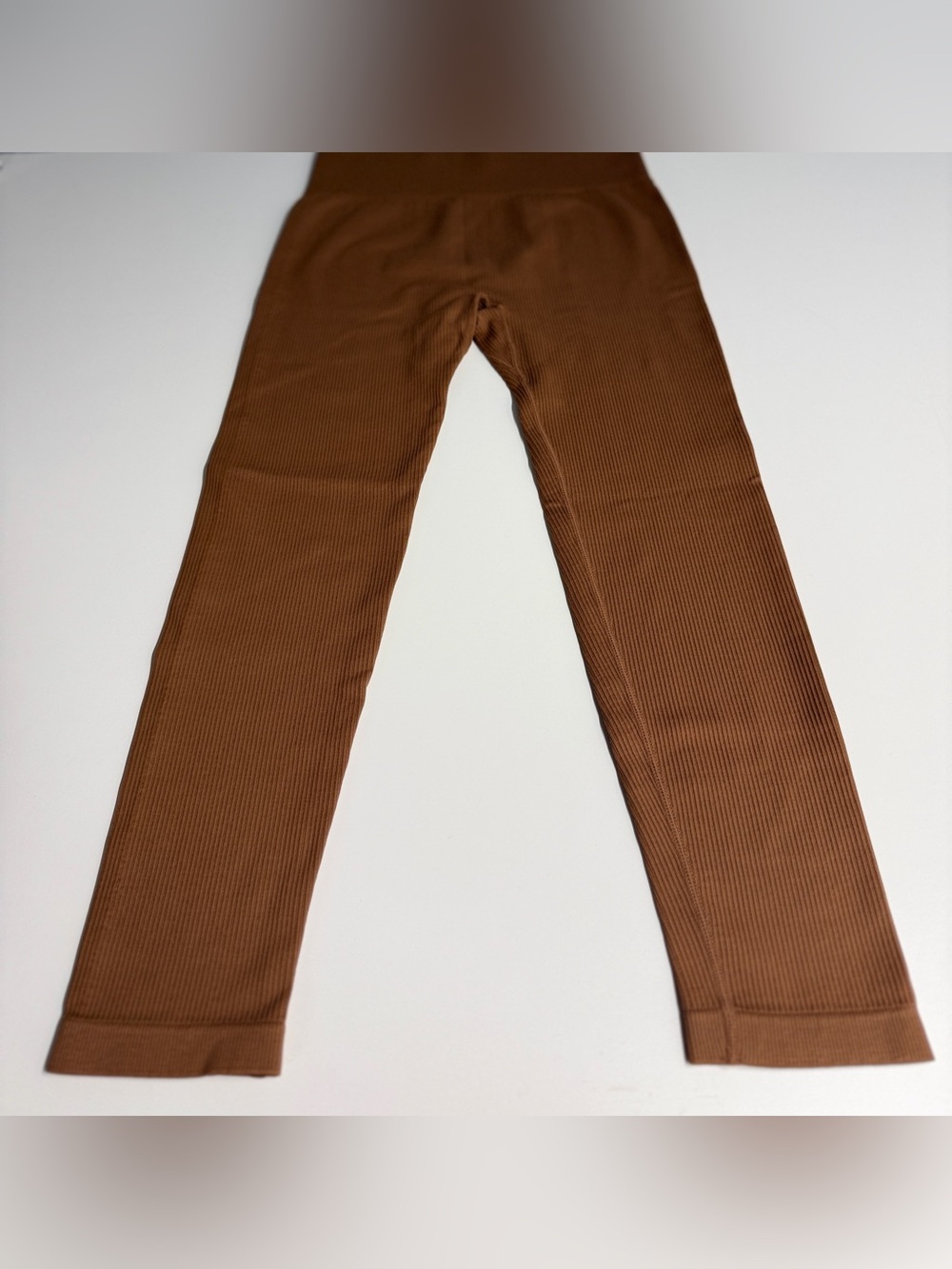 Women's Ribbed High-Waist Leggings in Brown